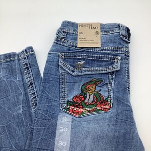 Ninth Hall Signal Flare Snake Eagle Pocket Jeans Size 30‎ (Actual 32 x 34) NWT